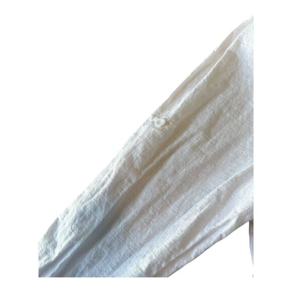 OUKU 100% linen shirt/tunic buttons adjustable sleeves XL - Picture 3 of 9